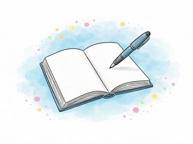 Grafisk billede der viser en bog med en kuglepen